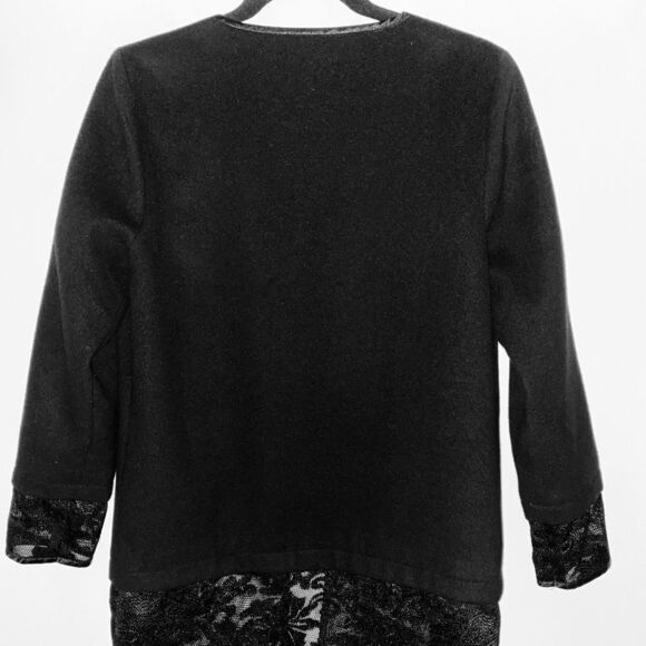 The Limited Black Lace Hem Jacket XS – Elegant Open Front Long Sleeve Blazer - Picture 3 of 6